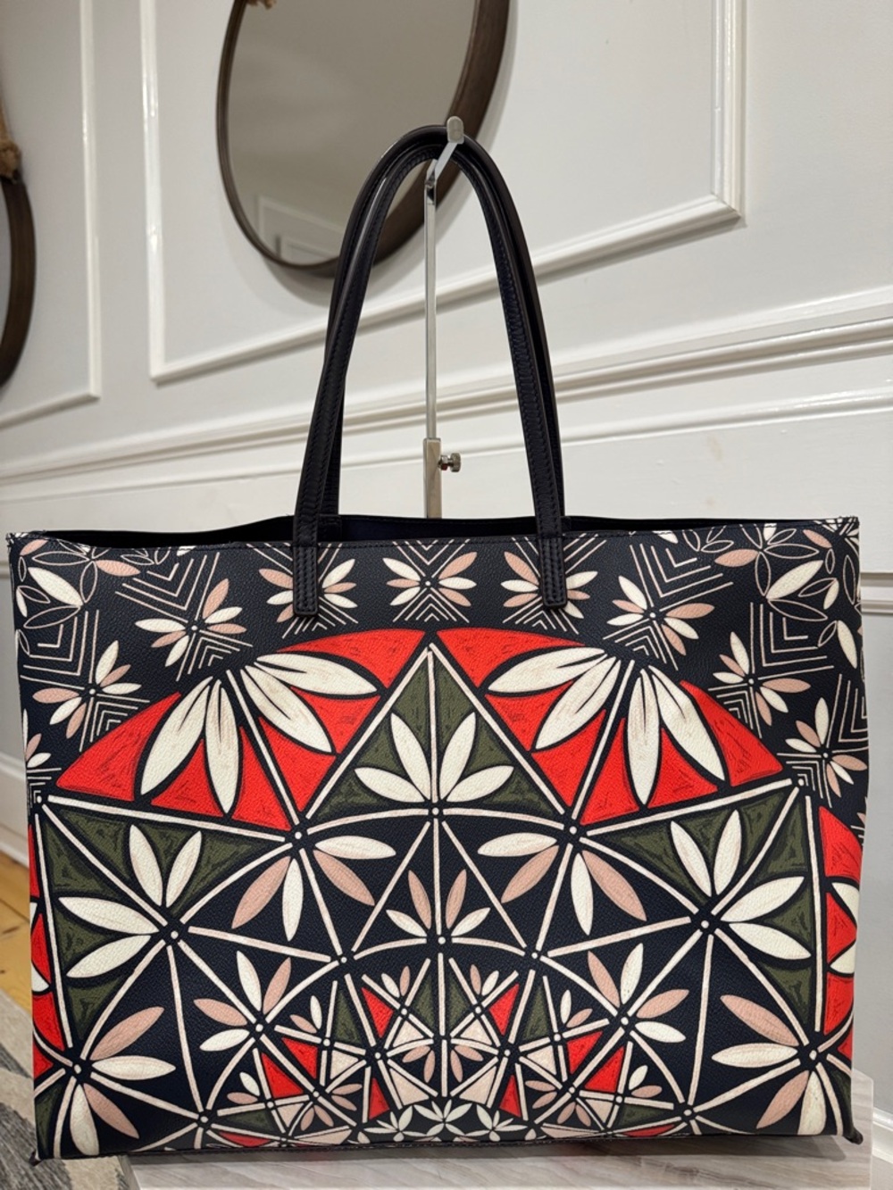 Tory Burch Bag Kerrington Large Printed Floral Geometric Leather Tote - Picture 9 of 17